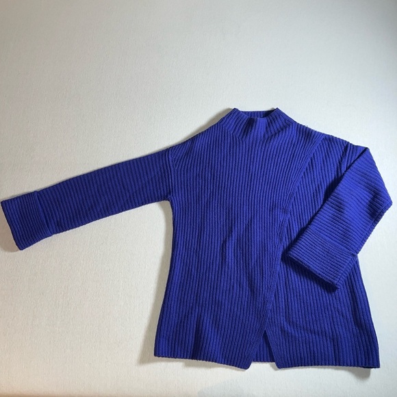 Athleta Cashmere + Merino Wool Azalea Oversized Purply Blue Ribbed Sweater, XXS - Picture 2 of 9